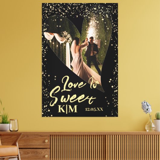Toile Black Gold Love Is Sweet Mariage Canvas Print (Insitu(Salon))