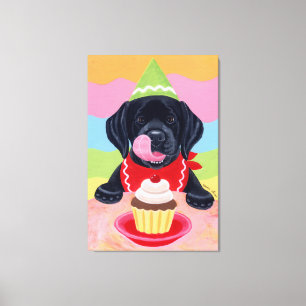Toile Black Labrador Chiot Cupcake Anniversaire