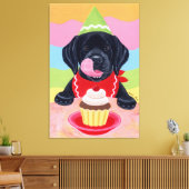 Toile Black Labrador Chiot Cupcake Anniversaire (Insitu(Salon))