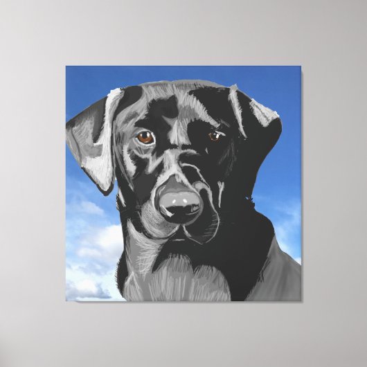 Toile Black Labrador contre le ciel bleu (Recto)