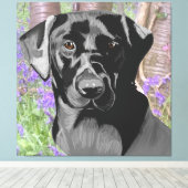 Toile Black Labrador dans un bois de Bluebell (Insitu (Plancher de Bois))