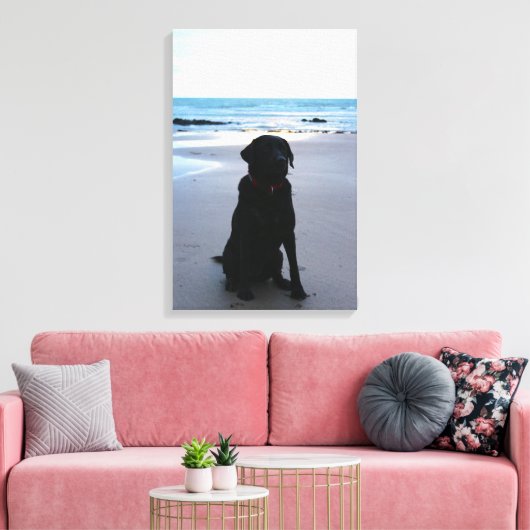 Toile Black Labrador sur une plage (Insitu(Salon))