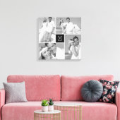 Toile Black Modern Grid Monogramme Mariage 4 Photo Colla (Insitu(Salon))
