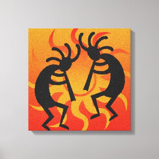 Toile Black Orange Sud-Ouest Kokopelli Wall Art (Recto)