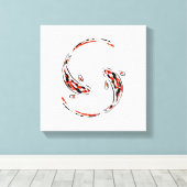 Toile Black & Red Japanese Koi Fish Artistic (Insitu (Plancher de Bois))