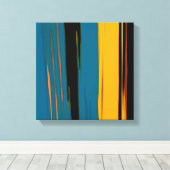 Toile Black Turquoise Et Orange Go ! Art Abstrait (Insitu (Plancher de Bois))