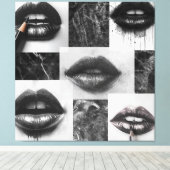 Toile Black,White Lips Collage Canvas Statement Wall Art (Insitu (Plancher de Bois))