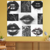 Toile Black,White Lips Collage Canvas Statement Wall Art (Insitu(Salon))
