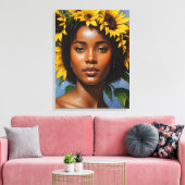 Toile Black Woman Sunflower Portrait Art (Insitu(Salon))