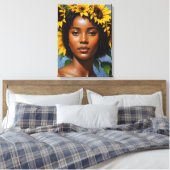 Toile Black Woman Sunflower Portrait Art (Insitu(Chambre))
