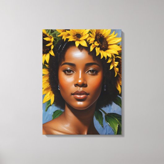 Toile Black Woman Sunflower Portrait Art (Recto)