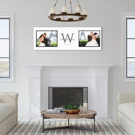 Toile Blanc Horizontal 2 Photo Monogramme Mariage Keepsa