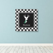 Toile Blanc Noir Ferme Plaid Chic Deer (Insitu (Plancher de Bois))