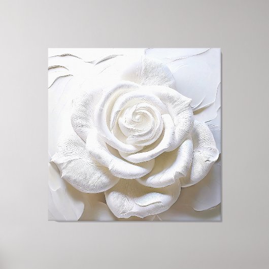 Toile Blanc sur blanc - Rose sculpté (Recto)