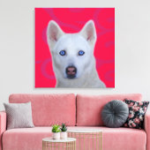 Toile blanche de Husky Sibérien enveloppé (Insitu(Salon))