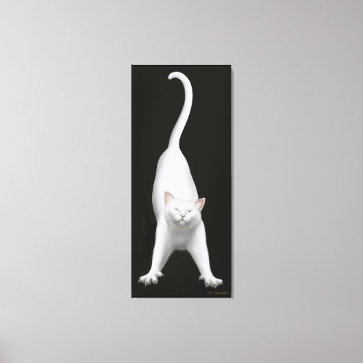 Toile blanche étamée de chatte blanche (Recto)