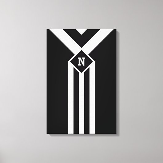 Toile Blancs et Chevrons sur Noir avec Monogramme (Recto)