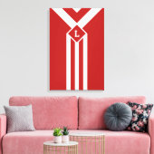 Toile Blancs et Chevrons sur Rouge avec Monogramme (Insitu(Salon))