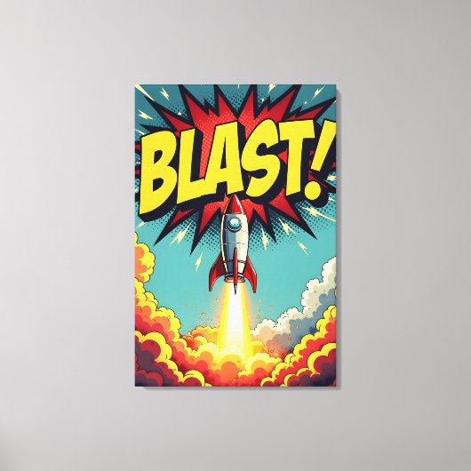 Toile BLAST! Vintage Comic Style Rocket Explosion (Recto)