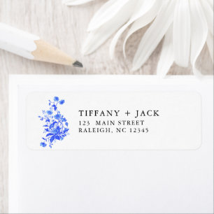 Toile Blauw Bloemen Retouradres Etiket