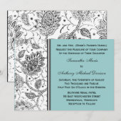 Toile Blauw en Wit Bruiloft Uitnodigingen (Voorkant / Achterkant)