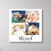 Toile Blessé Script Personnalisé Baby 4 Photo Collage (Recto)