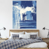 Toile Bleu Abstrait et ivoire (Insitu(Chambre))