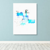 Toile Bleu Abstrait et vert gris (Insitu (Plancher de Bois))