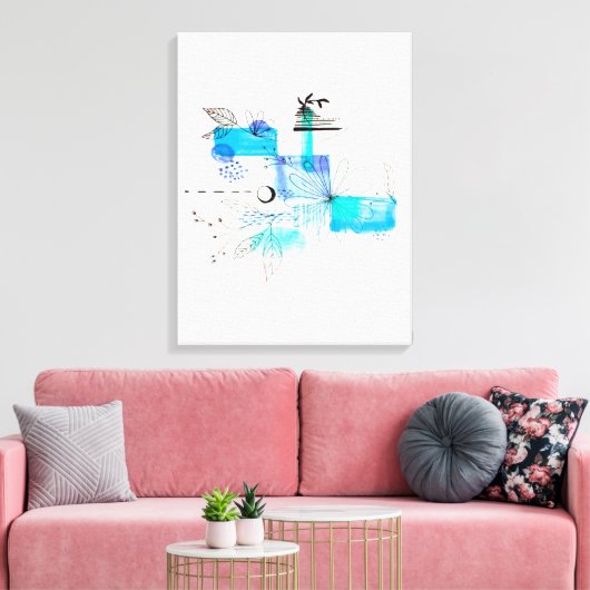 Toile Bleu Abstrait et vert gris (Insitu(Salon))