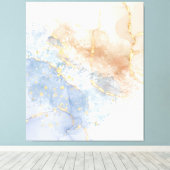 Toile Bleu Abstrait, Taupe et Or (Insitu (Plancher de Bois))