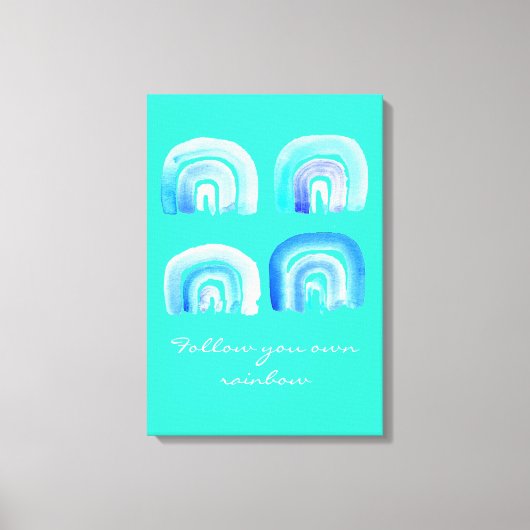 Toile bleu arc-en-ciel rétro turquoise (Recto)