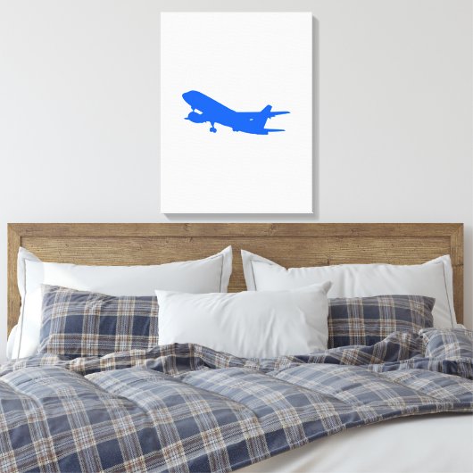 Toile Bleu Avion Silhouette Stretted Canvas Art Mur (Insitu(Chambre))