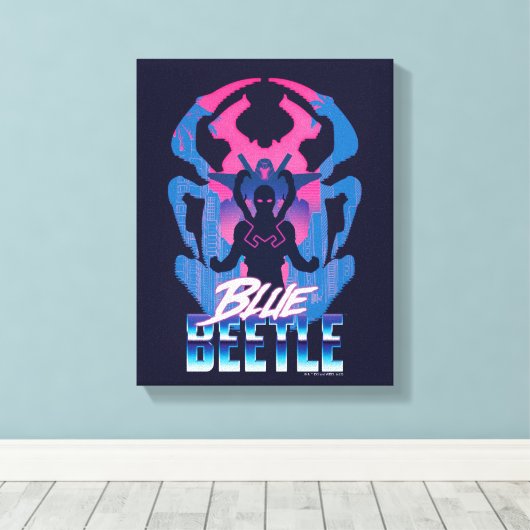 Toile Bleu Beetle Rétrowave contre graphique (Insitu (Plancher de Bois))