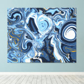 Toile Bleu, blanc et doré Fluid Art (Insitu (Plancher de Bois))