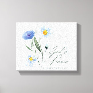 Toile bleu blanc verset bible deux tons texturé église