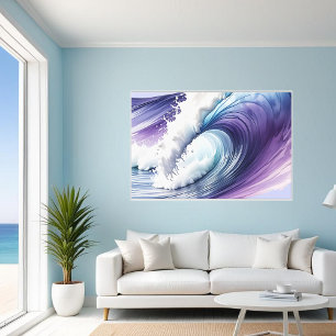 Toile Bleu Blanc Violet Ocean Beach Vague