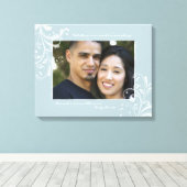 Toile Bleu Bleu Oeuf Floral Modèle photo Photo (Insitu (Plancher de Bois))