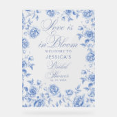 Toile bleu Chinoiserie Fête des mariées Bienvenue (Recto)