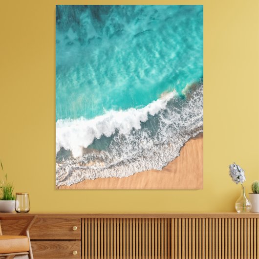 Toile Bleu clair Calme Océan Rive Bois Mur Art iPad Ai (Insitu(Salon))