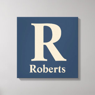 Toile Bleu Classique Et Vanille Initial/Premier/Nom De F