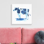 Toile Bleu de cobalt Animaux de ferme - Vache (Insitu(Salon))