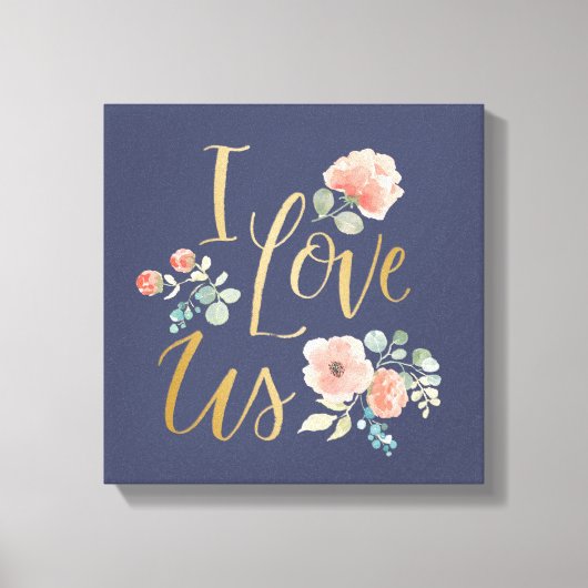 Toile Bleu délicieux fleurissant | Je nous aime (Recto)