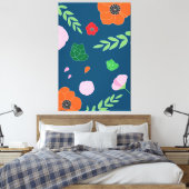 Toile Bleu Diverses Fleurs Illustration Moderne Floral (Insitu(Chambre))