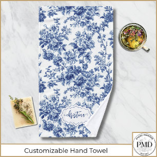 Toile bleu et blanc personnalisé Vintage Floral