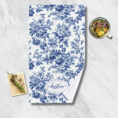 Toile bleu et blanc personnalisé Vintage Floral