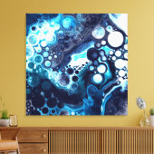 Toile Bleu et Marbre blanc Fluid Art (Insitu(Salon))