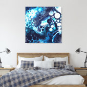 Toile Bleu et Marbre blanc Fluid Art (Insitu(Chambre))