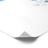 Toile Bleu Floral Mariage Accueil Poster (Coin)