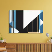 Toile Bleu géométrique et or (Insitu(Salon))