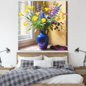 Toile Bleu jaune pourpre fleurit Art (Insitu(Chambre))